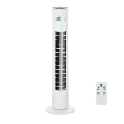 Ventilateur colonne tour oscillant 45 W avec télécommande blanc