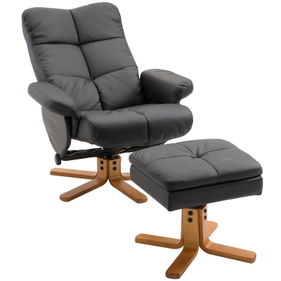 Homcom Fauteuil Relaxant Inclinable en Bois Noir 80 x 86 x 99 cm