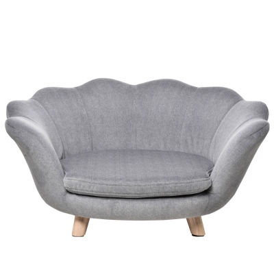 Canapé chien design coquillage avec coussin gris