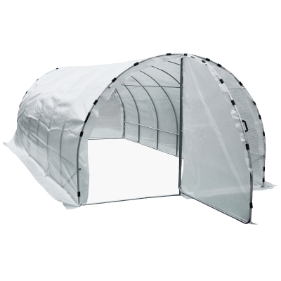 Outsunny Serre de Jardin Blanche 18 m² 6 x 3 x 2 m Blanc