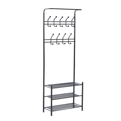 Homcom Portant Vêtement Multi-Rangements Noir 67 x 30 x 185 cm