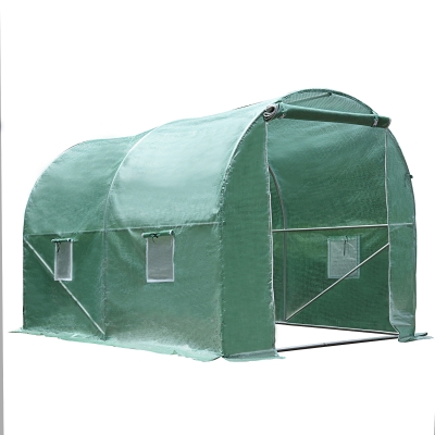 Outsunny Serre de Jardin Tunnel en Métal Vert 300 x 200 x 190 cm