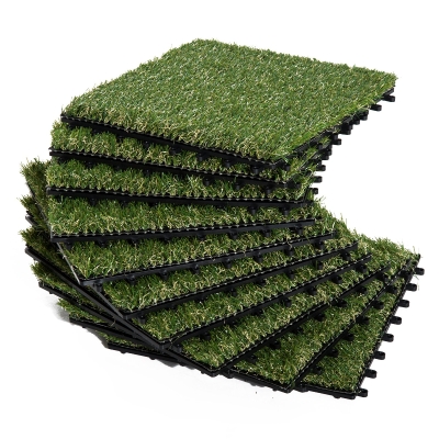 Outsunny Set de 10 Dalles de Gazon Synthétique Vert 30 x 30 x 3,5 cm