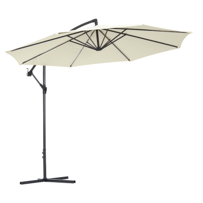 Outsunny Parasol Déporté Octogonal en Métal Blanc 300 x 300 x 250 cm