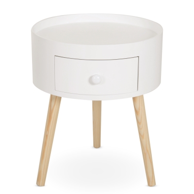 Homcom Table de Chevet Ronde en Bois Blanc 38 x 38 x 45 cm
