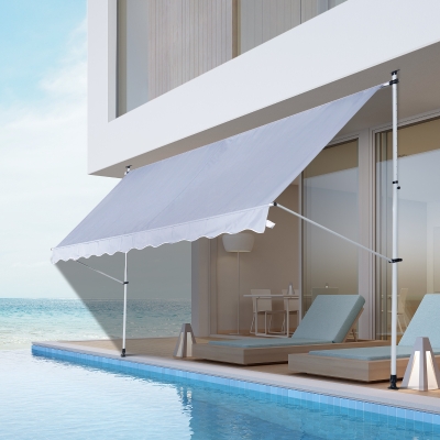 Outsunny Store Banne Manuel Rétractable Inclinaison Réglable Installation Rapide Alu Polyester 3 x 1,5 m Blanc