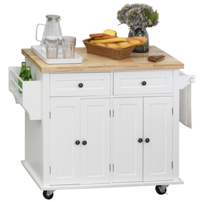 Desserte de cuisine multi-rangements MDF hévéa