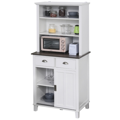 Homcom Armoire de Cuisine Multi-Rangements bicolore chêne clair et noir 90 x 39 x 169 cm