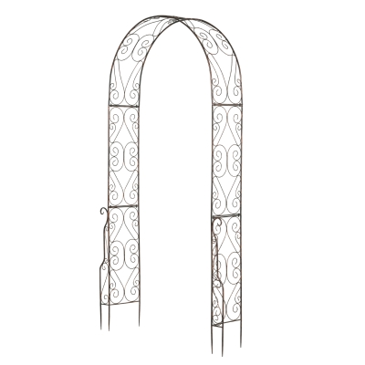 Outsunny Arche de jardin arche à rosiers style fer forgé dim. 120L x 30l x 226H cm métal époxy noir vieilli cuivré