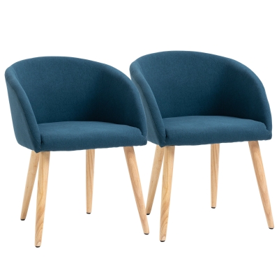 Lot de 2 chaises de visiteur style scandinave tissu aspect lin
