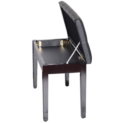 HOMCOM Tabouret de Piano avec Coffre de Rangement en Similicuir Noir 76 x 36 x 50 cm