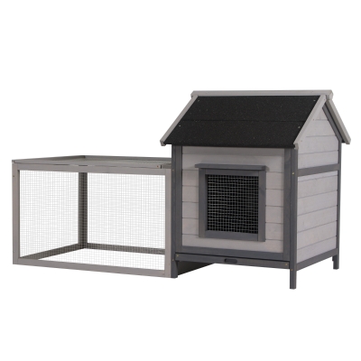 Clapier cage à lapin cottage bois sapin gris