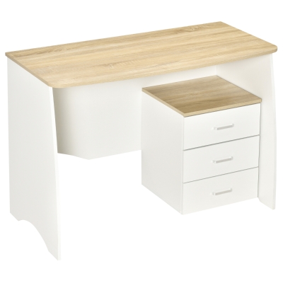 Ensemble bureau informatique caisson bureau blanc aspect chêne clair