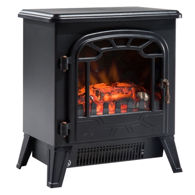 Homcom Cheminée Électrique 900-1800 W en Métal Noir 36 x 26 x 42 cm