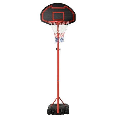 HOMCOM Steel Frame Adjustable Basketball Hoop Stand Black/Red