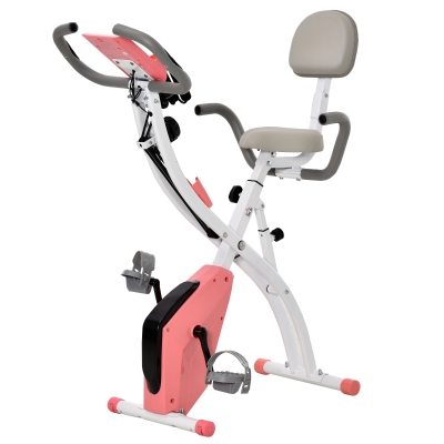 HOMCOM Folding Exercise Bike Upright Recumbent Stationary Cycling Magnetic w/ Band
