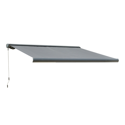 Outsunny Cassette Electric Manual Awning Door Window Retractable Canopy w/ R/C & LED 300W x 0-250D cm