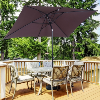 Outsunny Patio Umbrella Parasol W/ Tilt Crank-Brown