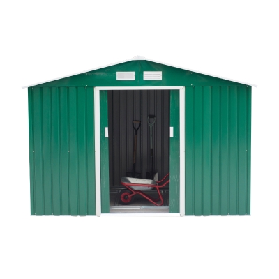 Outsunny 9 x 6ft Metal Garden Shed, Green