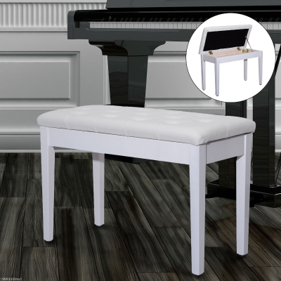 HOMCOM Piano Bench FauxLeather Stool Storage Bench, size ( 76x36x50cm)-White