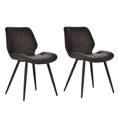 HOMCOM PU Leather Upholstered Set-of-2 Moulded Dining Chairs Brown