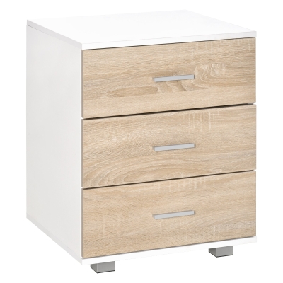 HOMCOM Bedside Table with 3 Drawers, Nightstand, Side Table Storage Chest for Bedroom