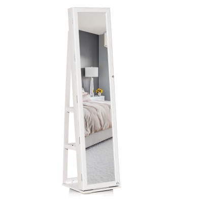 HOMCOM Jewellery Cabinet Lockable Jewellery Armoire W/ Mirror Cosmetics Storage Cabinet