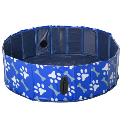 PawHut Dog Swimming Pool Foldable Pet Bathing Shower Tub Padding Pool Φ100cm S