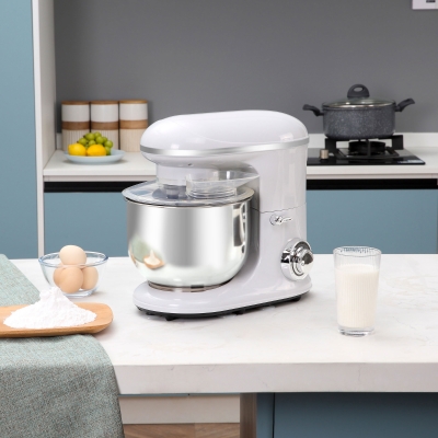 HOMCOM Stand Mixer with 6 Speeds and Pulse Setting, 1200W 5.5L Tilt Head Electric Cake Mixer with Stainless Bowl, Beater, Dough Hook and Whisk, Dishwasher Safe, Silver