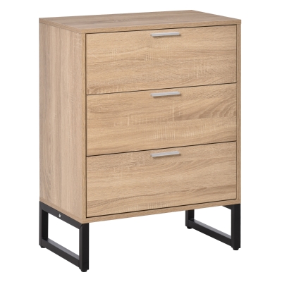 HOMCOM Chest of Drawers, 3 Drawers, Storage Cabinet Steel Frame Bedroom Living Room