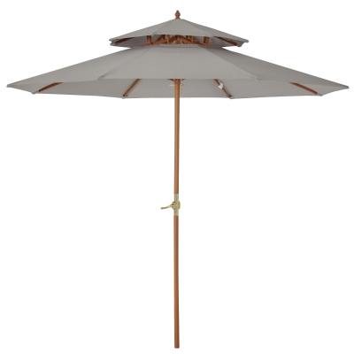 Outsunny 2.7 m Double Tier Outdoor Patio Garden Sun Umbrella Sunshade Wooden Parasol