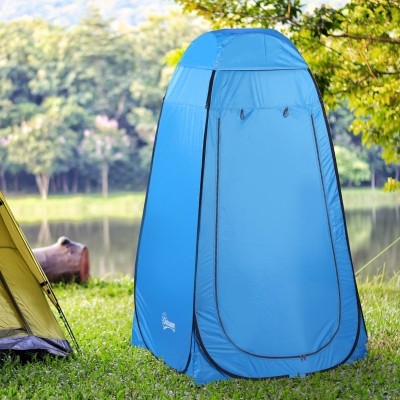 Outsunny Polyester Pop-Up Standing Privacy Tent w/ Carrier Bag Blue