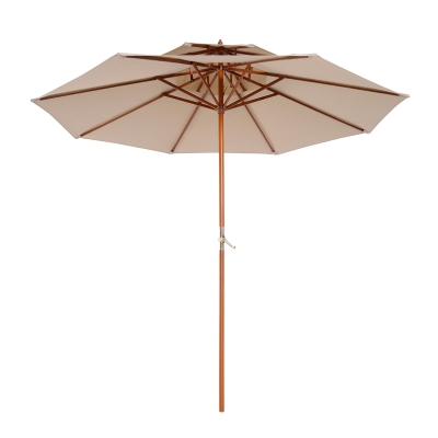 Outsunny 2.7m Patio Double Tier Umbrella Parasol-Beige