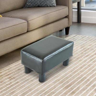 HOMCOM Footstool Ottoman Foot Rest PU Leather-Black