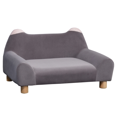 PawHut Faux Velvet Upholstered Sponge Small Pets Sofa Bed Grey