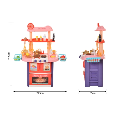 HOMCOM Kids Pretend Play PP Kitchen Set Pink/Purple