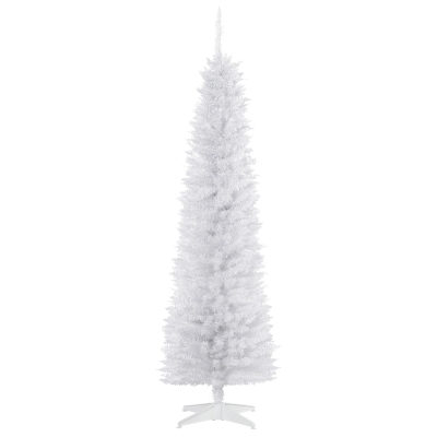 HOMCOM 6FT Artificial PVC Slimline Christmas Tree White