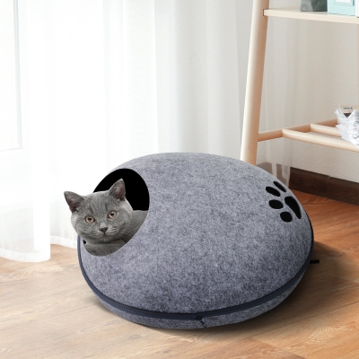 PawHut Felt Cloth Electric Heating Pad Pets Bed w/ Fleece Cushion Grey