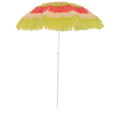 Outsunny Patio Garden Hawaii Beach Sun Umbrella Sunshade Hawaiian Folding Tilting Crank Parasol-Rainbow