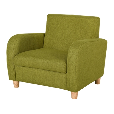 HOMCOM Kids Elevated Linen Upholstered Armchair Green
