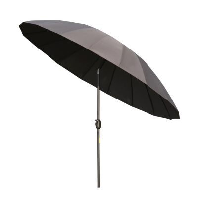 Outsunny Ф255cm Parasol with 18 Sturdy Ribs Push Button Tilt Crank for Garden Dark Grey