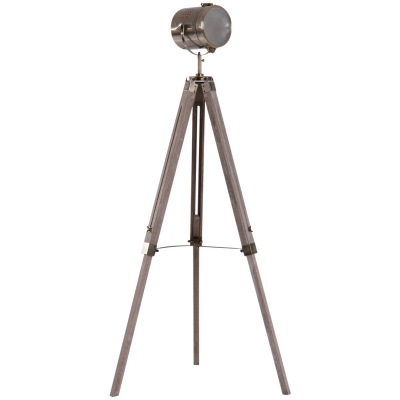 HOMCOM Vintage Tripod Floor Lamp, 65L, Modern Adjustable Height Tall Table Lamp for Living Room Bedroom-Wood/Bronze Colour