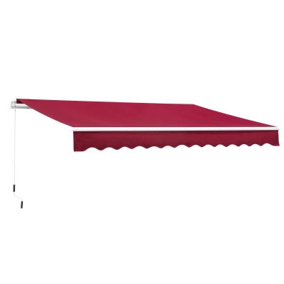 Outsunny 3.5M x 2.5M Manual Awning Canopy Retractable Sun Shade Shelter for Garden Patio