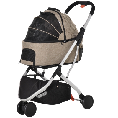 PawHut Detachable Pet Stroller Pushchair 2-In-1 Foldable Dog Cat Travel Carriage Carrying Bag