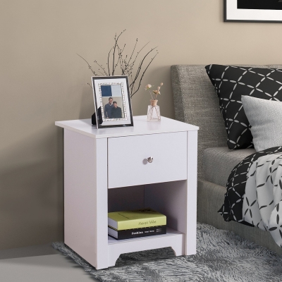 HOMCOM 53Wx42.5Dx59H cm Bedside Table-White