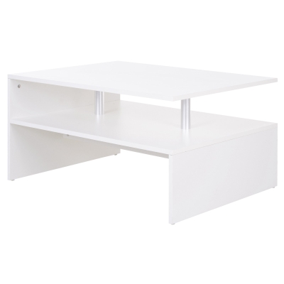 HOMCOM 2-Tier Coffee Table Side/End Table Modern Rectangular Design w/Open Shelf Living Room Entryway Hallway Furniture White