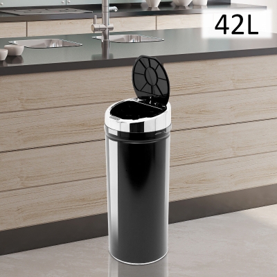 HOMCOM 42L Stainless Steel Sensor Trash Can W/ Bucket-Black