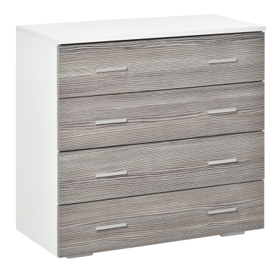 HOMCOM Chest of Drawers, 4 Drawer Dresser, Storage Organizer Unit for Bedroom, Living Room, Grey