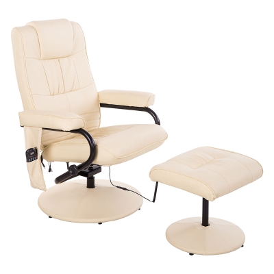 HOMCOM Freestanding Living Room Chair with High Density Cushion and Footrest Beige