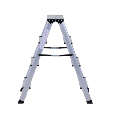 HOMCOM Aluminium Alloy Double-Sided Folding 4-Step Ladder Silver